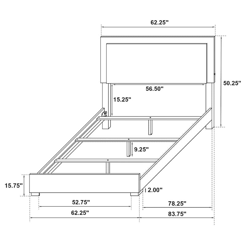 Marceline Contemporary Wood LED Panel Bed