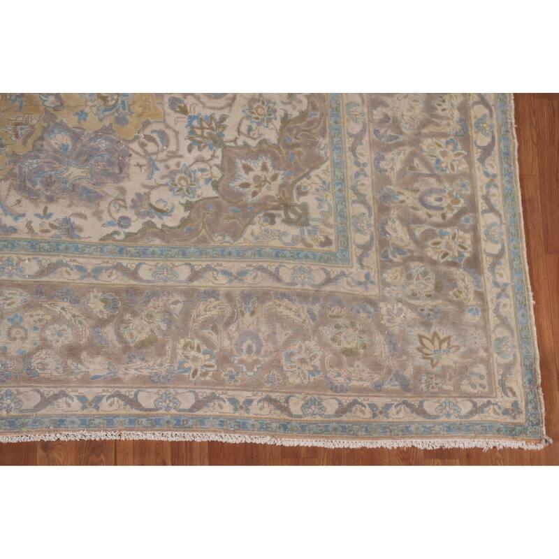 Hand Knotted Oriental 100% Wool Carpet Traditional Floral Yellow & Gold Najafabad Area Rug - 12' 10'' X 9' 3''