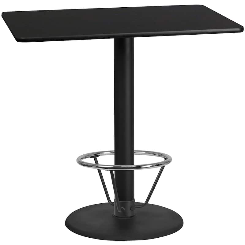 30'' x 48'' Rectangular Laminate Table Top with 24'' Round Bar Height Table Base - Black