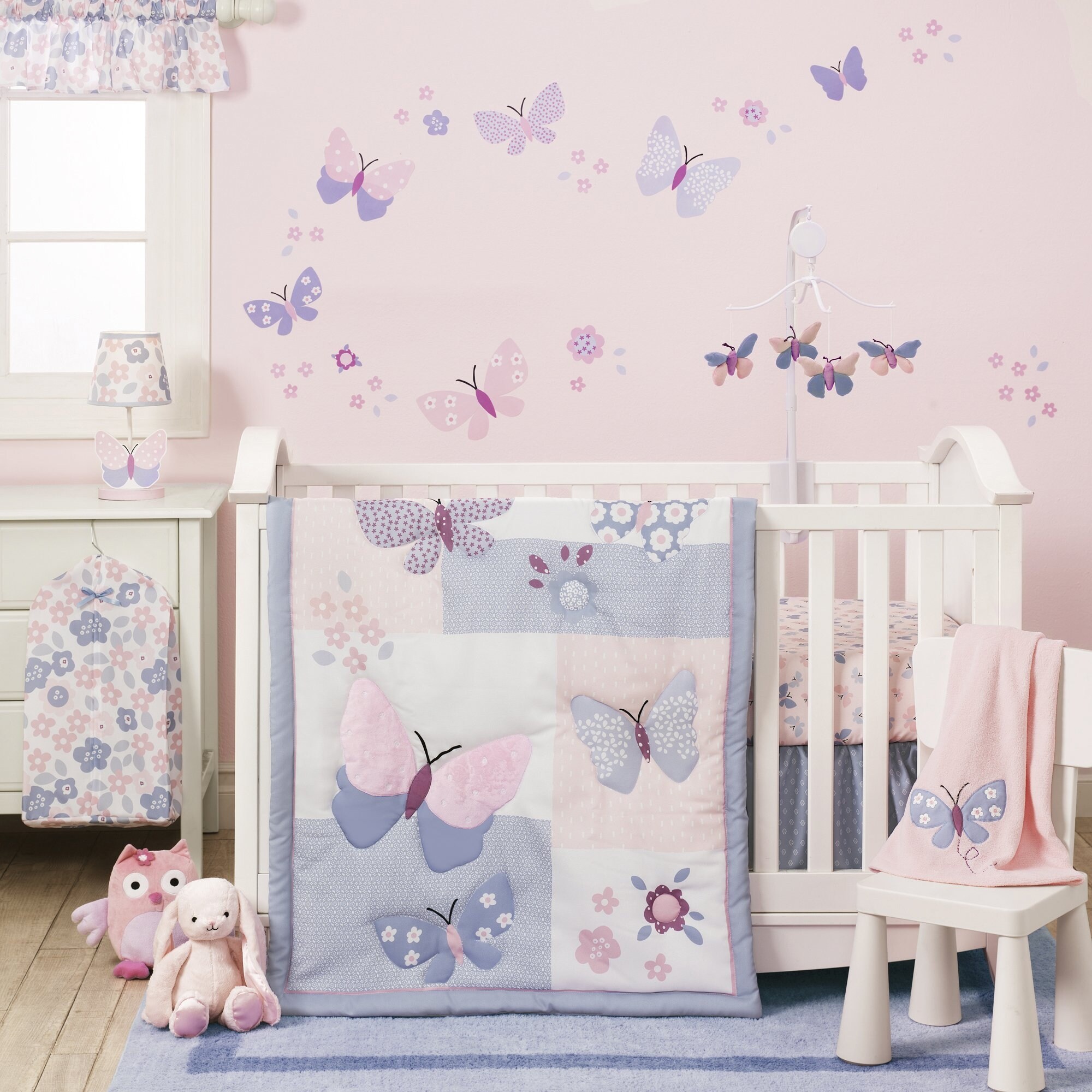 Shop Bedtime Originals Butterfly Meadow Pink Purple White Floral 3
