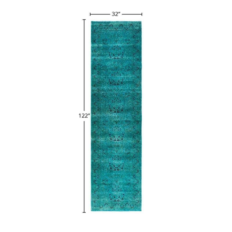 Contemporary Overdyed Wool Hand Knotted Runner - 2' 8" x 10' 2"