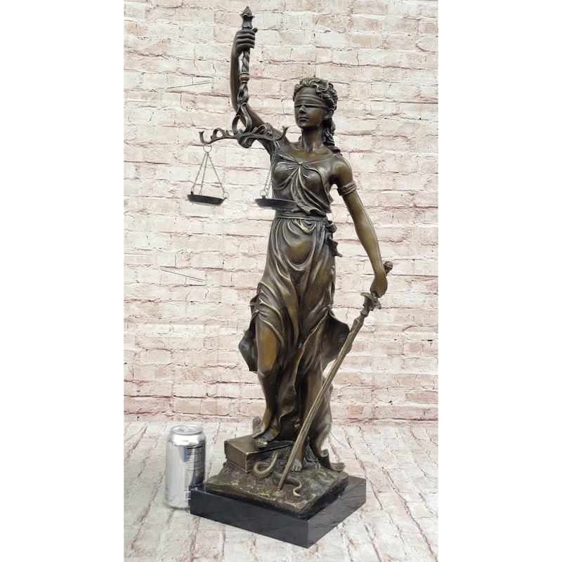 Themis Blind Lady Of Justice Bronze Sculpture Statue Lawyer Attorney Decor