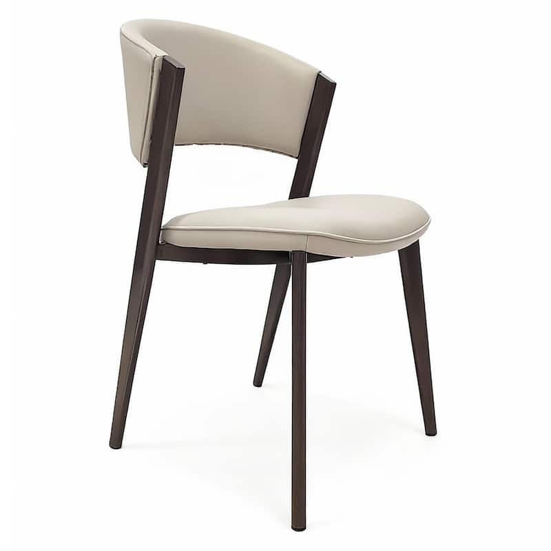 Aspen Modern Industrial Dining Chair with Metal Spindle Back & Premium Leather Seat – Urban Minimalist Side Chair - Light Taupe