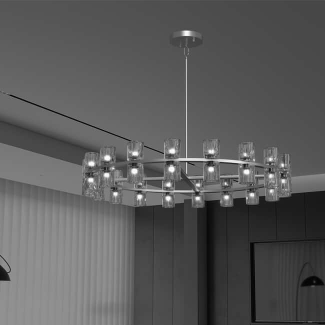 36-Inch Modern Gold Crystal Chandelier‌ - Elegant Round Ceiling Light Fixture with K9 Crystals (Includes 36xG4 Bulbs). - Gold