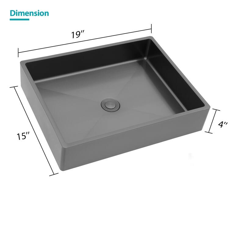 19" x 15" Stainless Steel Bathroom Sink with Pop-Up Drain