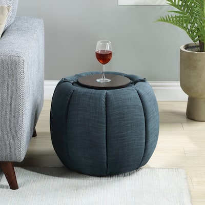 Storage Ottoman with Reversible Tray Lid - Upholstered Storage Seat with Functional Tray Top for Modern Living Room Furniture