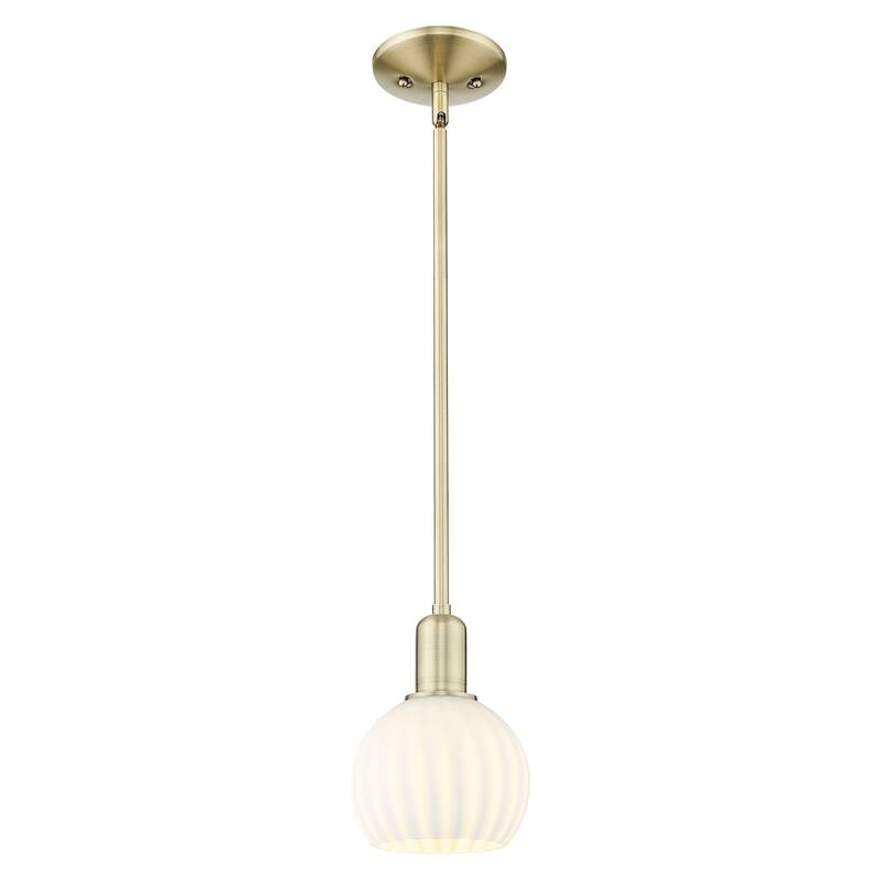 Innovations Lighting Endless Possibilities Arcadia - White Venetian - 1 Light 6" Stem Hung Mini Pendant - Antique Brass