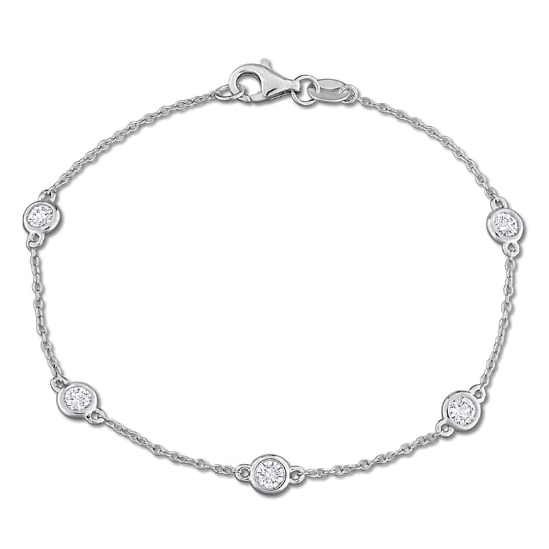 Miadora 3/4ct TW Lab-Grown Diamond Station Bracelet in Sterling Silver - 7 in - White