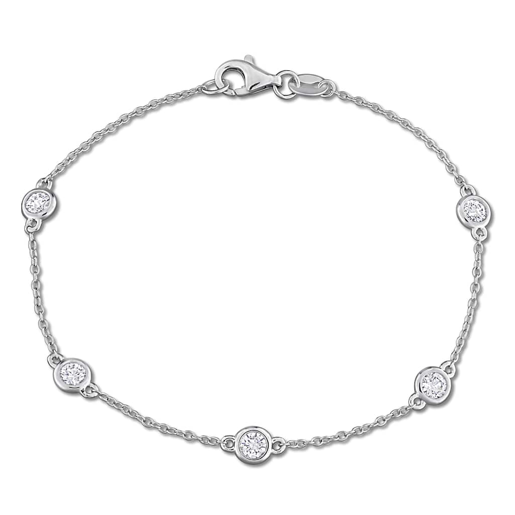Miadora 3/4ct TW Lab-Grown Diamond Station Bracelet in Sterling Silver - 7 in