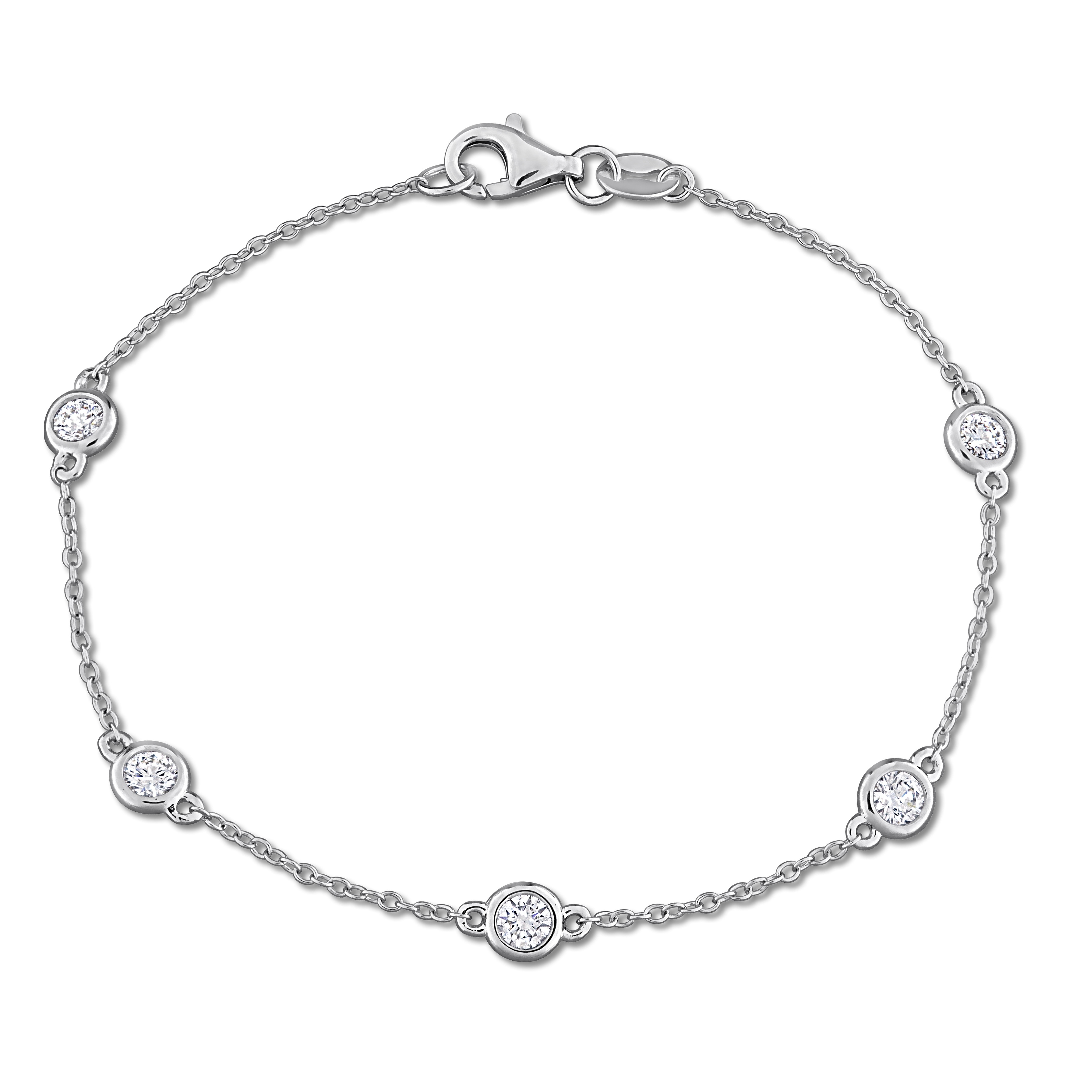 Miadora 3/4ct TW Lab-Grown Diamond Station Bracelet in Sterling Silver - 7 in