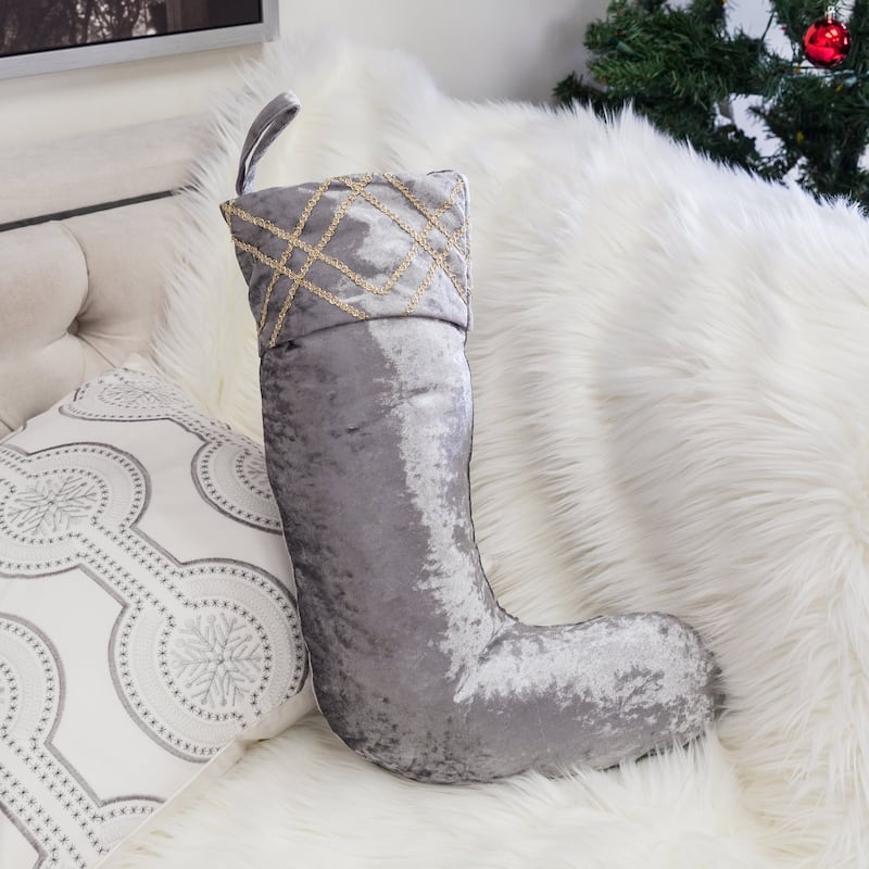 Homey Cozy Floral Velvet Embroidered Christmas Stocking