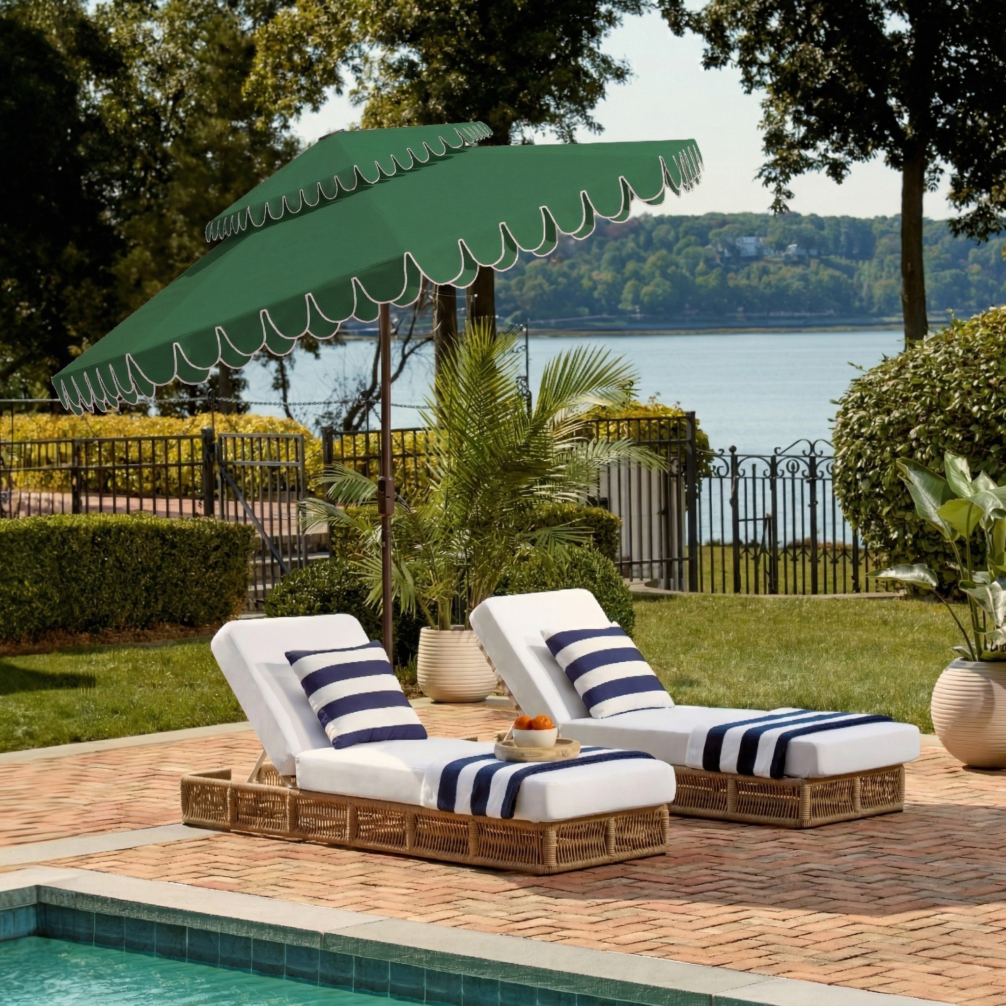 blue and green striped patio umbrella Business & Pleasure Co. The Parasol Enjoy great summer weather on your patio with the parasol Italian patio umbrella Cubilan 9 ft. Market Outdoor