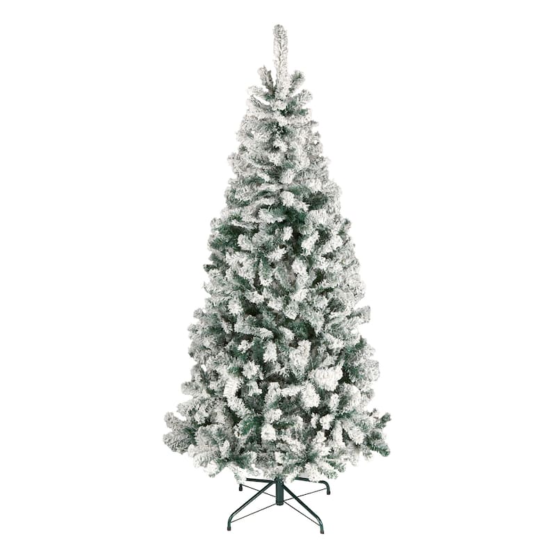 National Tree Company 6 ft Acacia Flocked Artificial Christmas Tree, Unlit, Pencil Profile, Includes Metal Stand - 6 Foot