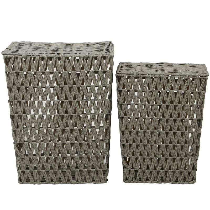 Gray Metal Storage Basket with Matching Lids (Set of 2) - 22", 19"H