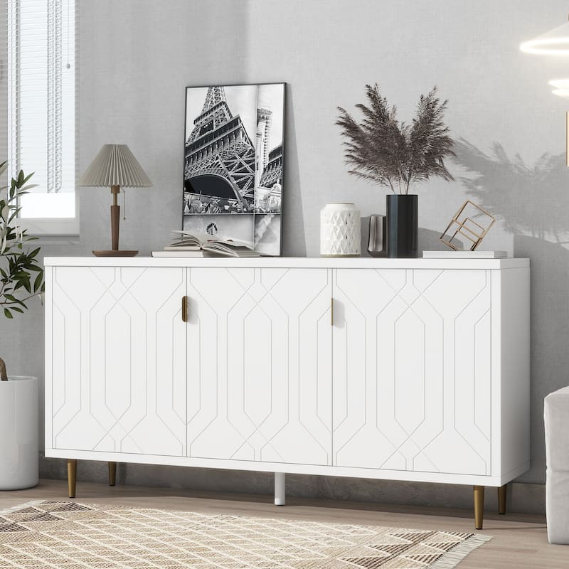 Modern TV Stand for TV up to 70 inch, Console Table with Adjustable Shelves,Storage Sideboard Cabinet for Living Room