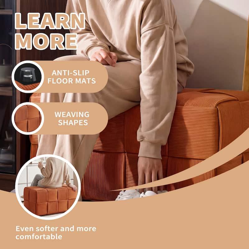 Ottoman Foot Rest Soft and Comfortable Ottoman Square Corduroy Woven Design Sofa Stool