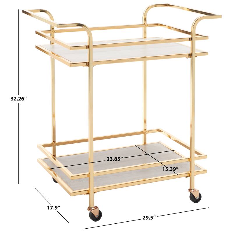 SAFAVIEH Home Collection Lameris 2 Tier Bar Cart With Handles - 30" L x 18" W x 33" H