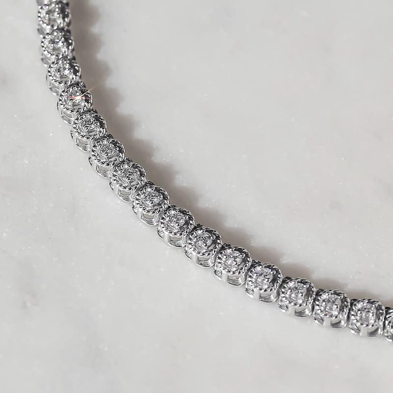 Kobelli 1.7 Carats Lab Grown Diamond 14k Solid White Gold Tennis Minerva Strand Necklace