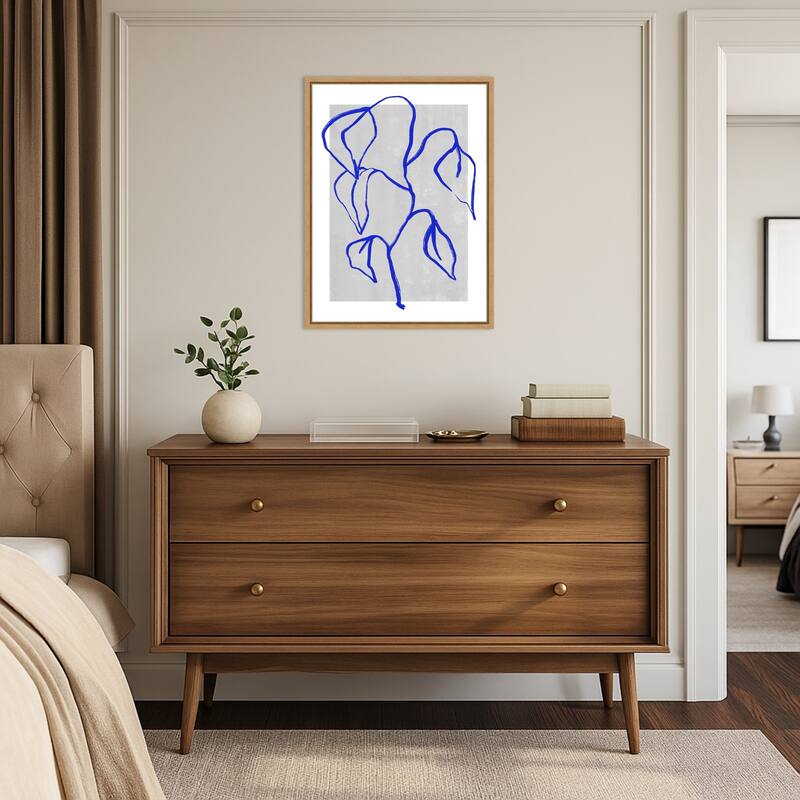 Blue Lines Harmony by Treechild Framed Canvas Wall Art Print