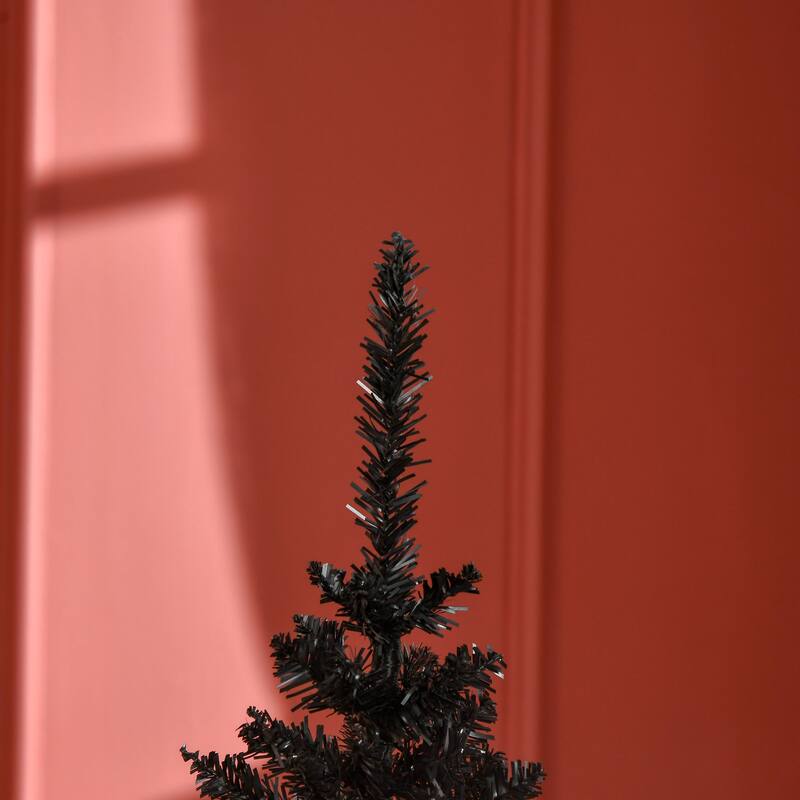 Slim Xmas Tree with Plastic Stand,5' Artificial Pencil Christmas Tree with Easy Setup - Black