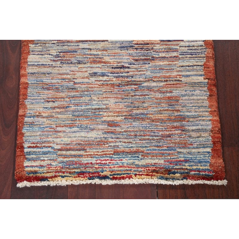 Modern Striped Gabbeh Kashkoli Oriental Area Rug Handmade Wool Carpet - 2'1" x 3'0"