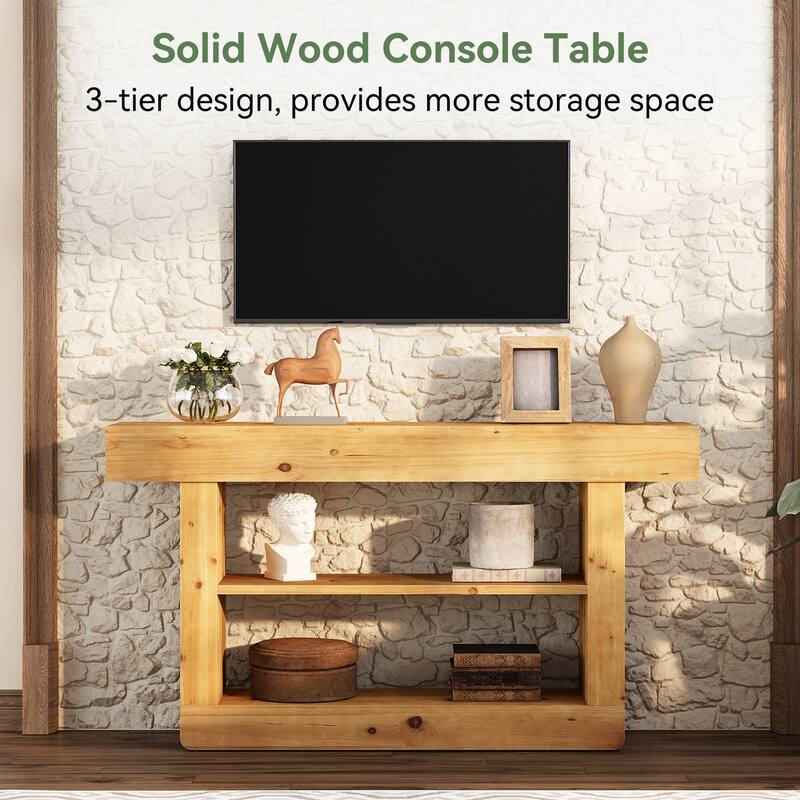 63-Inch Solid Wood Console Table for Entryway