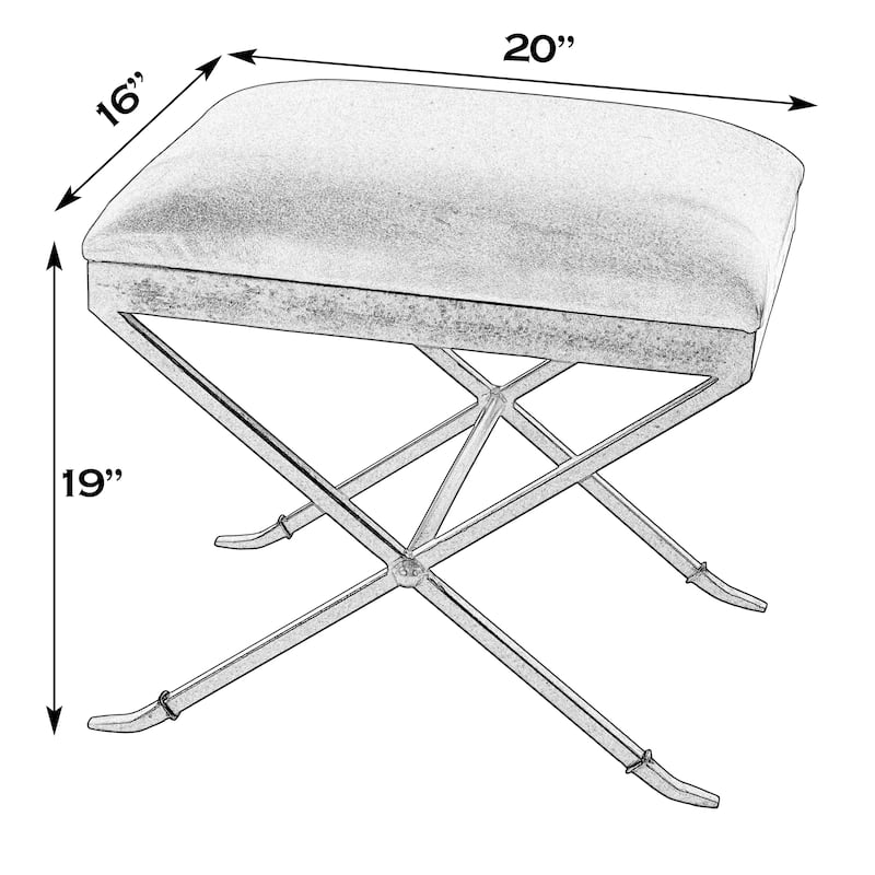 Livingston 20 in. W Leather and Iron Upholstered Accent Stool