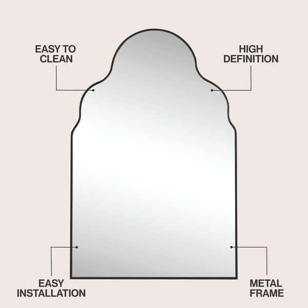 JONATHAN Y Alora Medium Top Arch Metal Framed Wall Mounted Mirror - 36 ...
