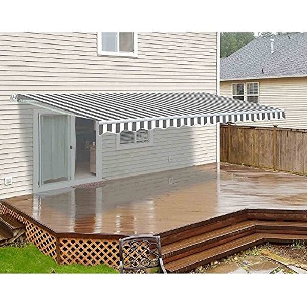 ALEKO Motorized 12'x10' Retractable Outdoor Patio Awning Grey/White