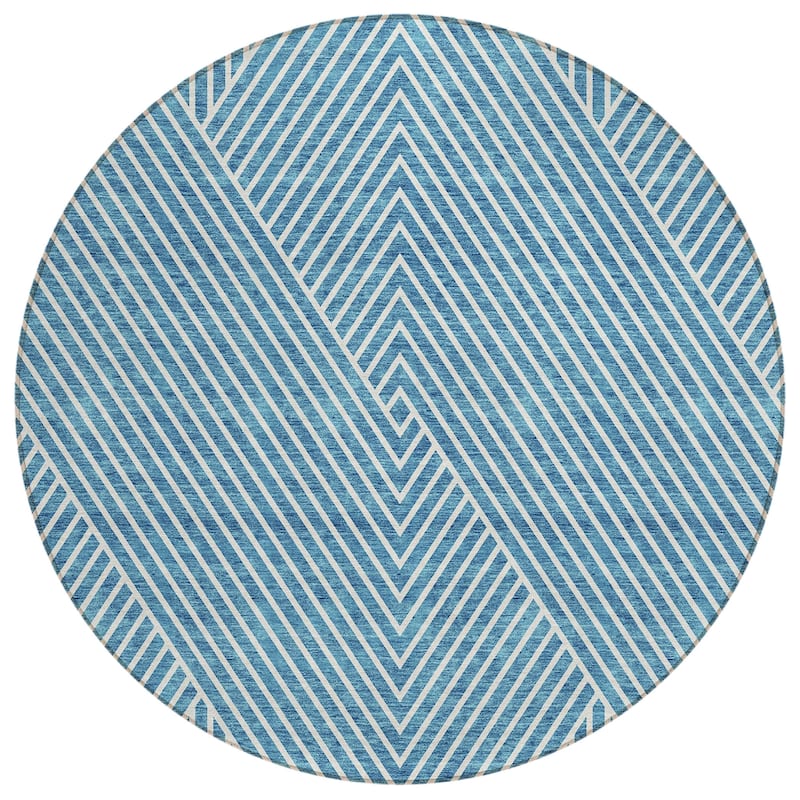 Machine Washable Indoor/ Outdoor Modern Geo Chantille Rug