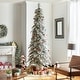 preview thumbnail 19 of 42, Glitzhome Pre-Lit Flocked Pencil Spruce Artificial Christmas Tree with Warm White Lights