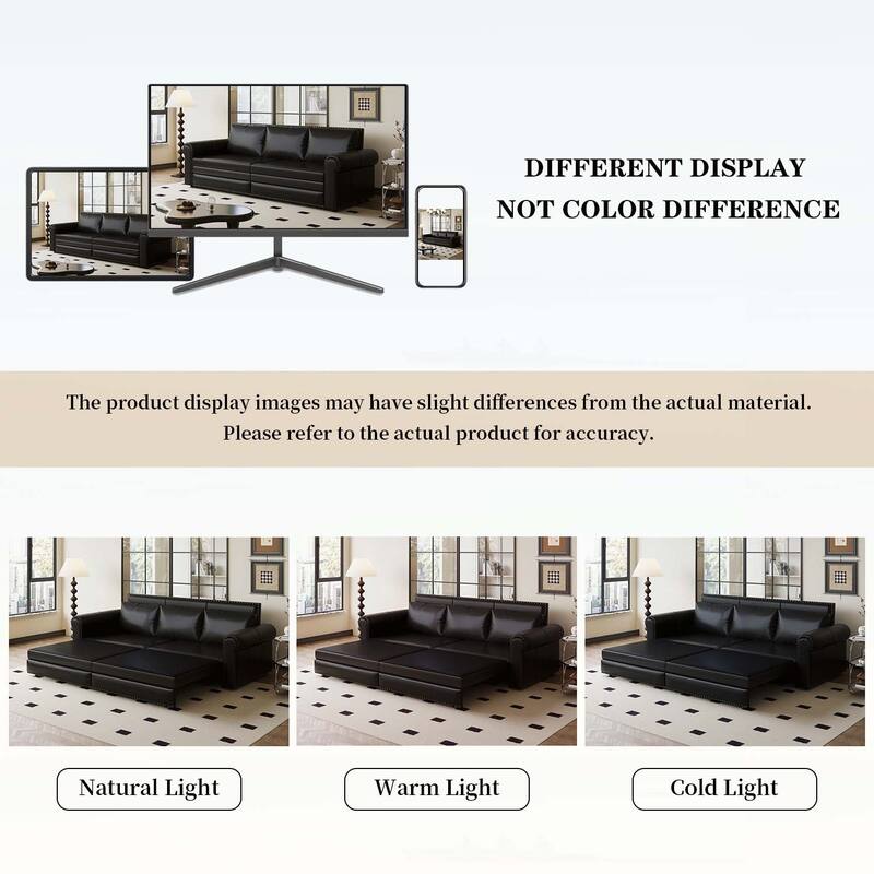 Pull Out Sofa Bed with Nailhead Trim & Rolled Arm,Multi-Functional for Living Room