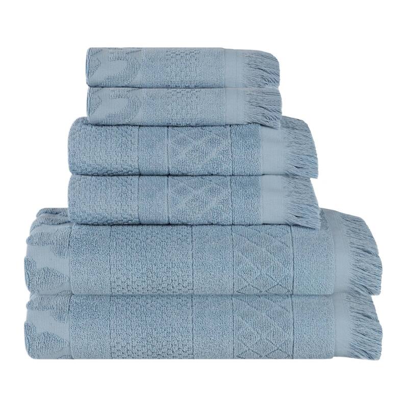 Superior Rolla Cotton Geometric Jacquard Plush Soft 6 Piece Towel Set