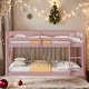 preview thumbnail 1 of 8, Stylish & Simple Twin over Twin Floor Bunk Bed with Built-in Ladder, Low Height Design, Safety and Quality Guaranteed, Pink