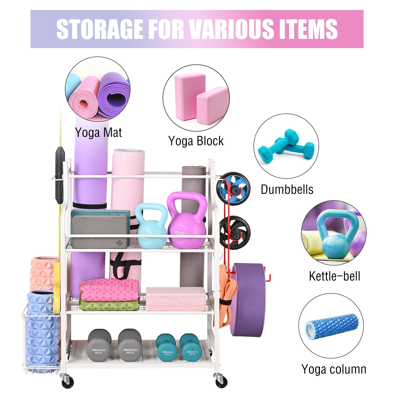  Weight Rack for Home Gym Dumbell Rack Fabric Yoga Mat  Storage,Organizes Yoga Mats,Foam Rollers,Dumbbells,Kettlebells &  More,Women's Men's Fitness Workout Equipment Organization,White Small  Weight Rack : Sports & Outdoors