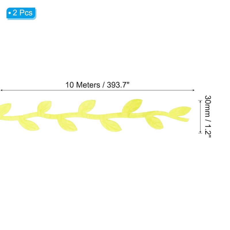 22 Yards Leaf Ribbon, Leaves Trim Rope Artificial, Style 8 - Yellow