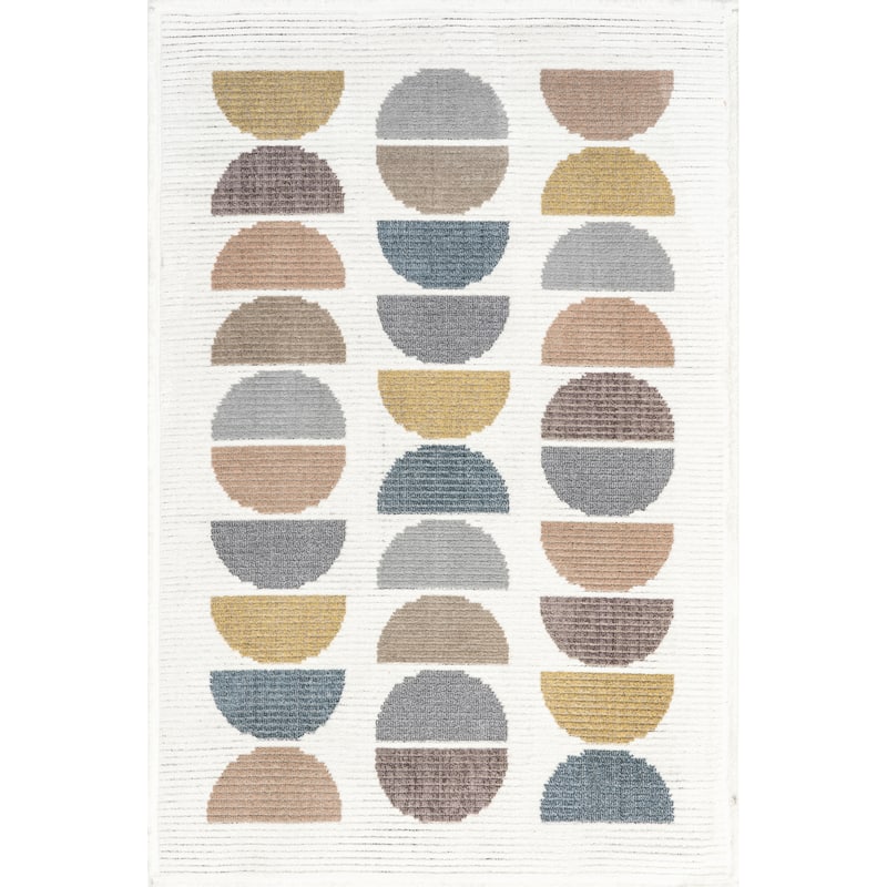 Nuloom Leyla Half Colorful Circles Kids Area Rug