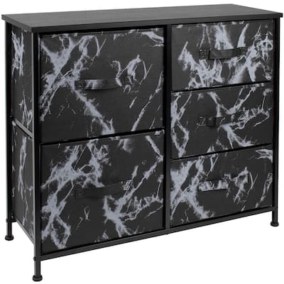 5 Drawer Bedroom Chest Dresser and TV Stand, Marble Collection