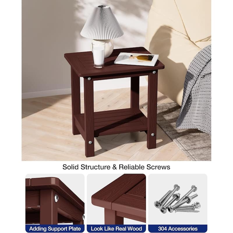 WINSOON HIPS All Weather 2 Layer Outside Table Adirondack Square Side Table