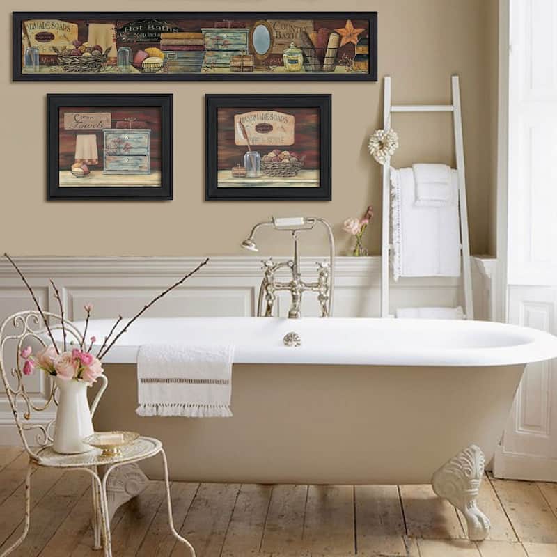 TrendyDecor4U Contemporary "Country Bath I Collection" 3-Piece Vignette by Pam Britton