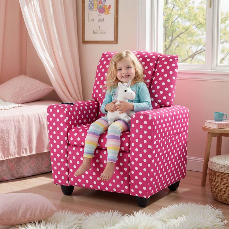 Costway Kids Recliner with Cup Holder with Adjustable Backrest &