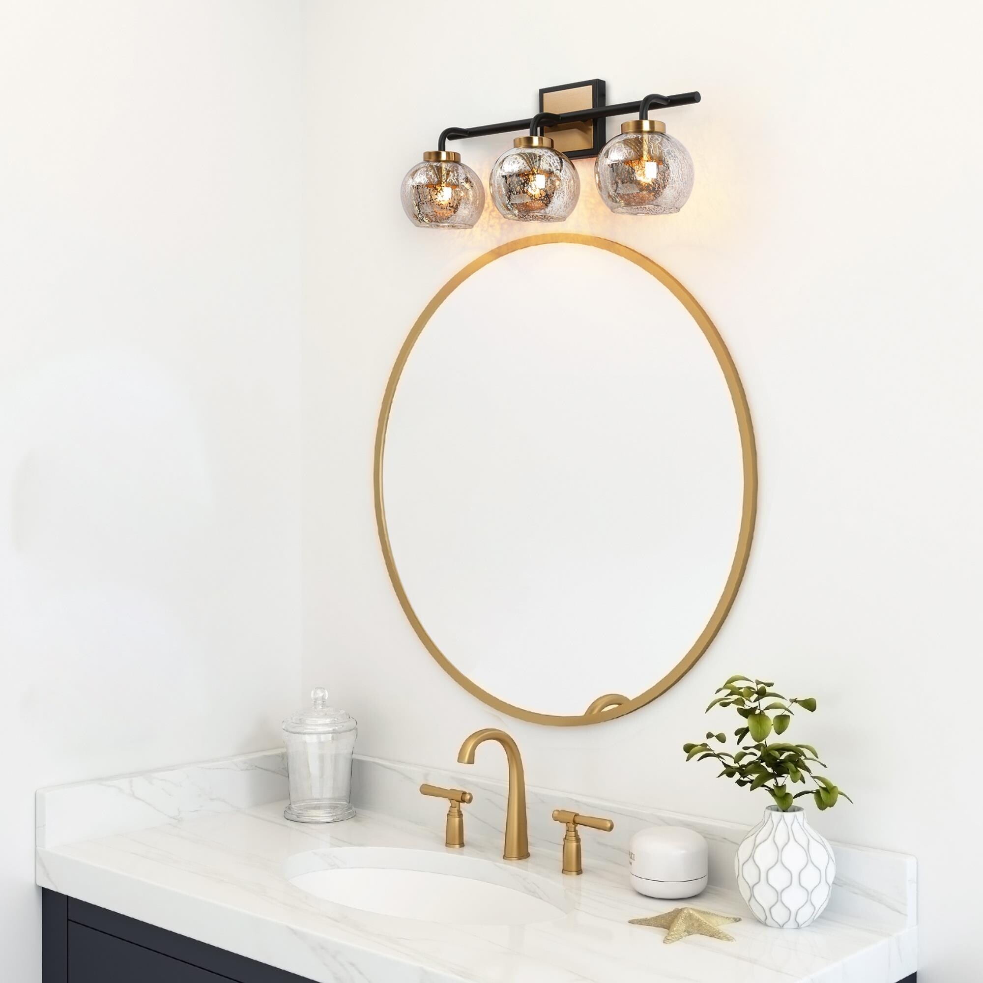 Mercury glass bathroom vanity light best sale