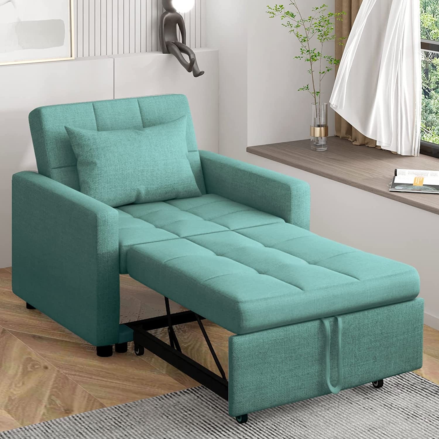 3 in 1 Convertible Sleeper Sofa Chair with Adjustable Backrest for