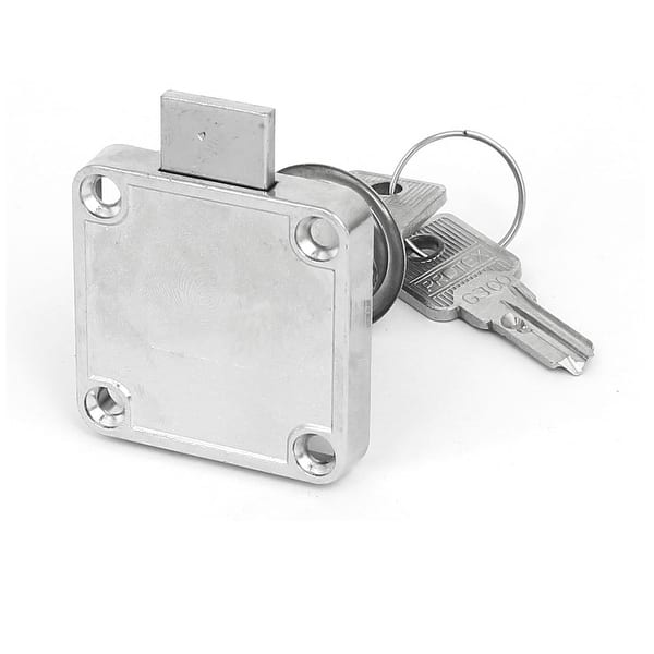 19mm x 32mm Cylinder Metal Square Base Desk Drawer Locks w 2 Keys