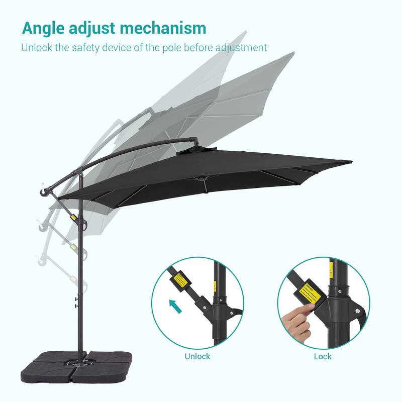 8.2 x 8.2 Ft Patio Offset Umbrella w/Steel Frame and Angle Adjustment
