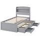 preview thumbnail 13 of 15, Twin Platform Bed with LED Storage Headboard, Charging Station, Trundle and Drawers