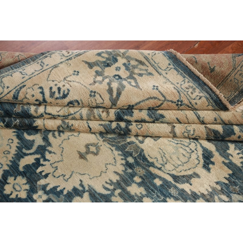 Blue Vegetable Dye Ziegler Oriental Area Rug Hand-Knotted Wool Carpet - 8'4"x 9'9"