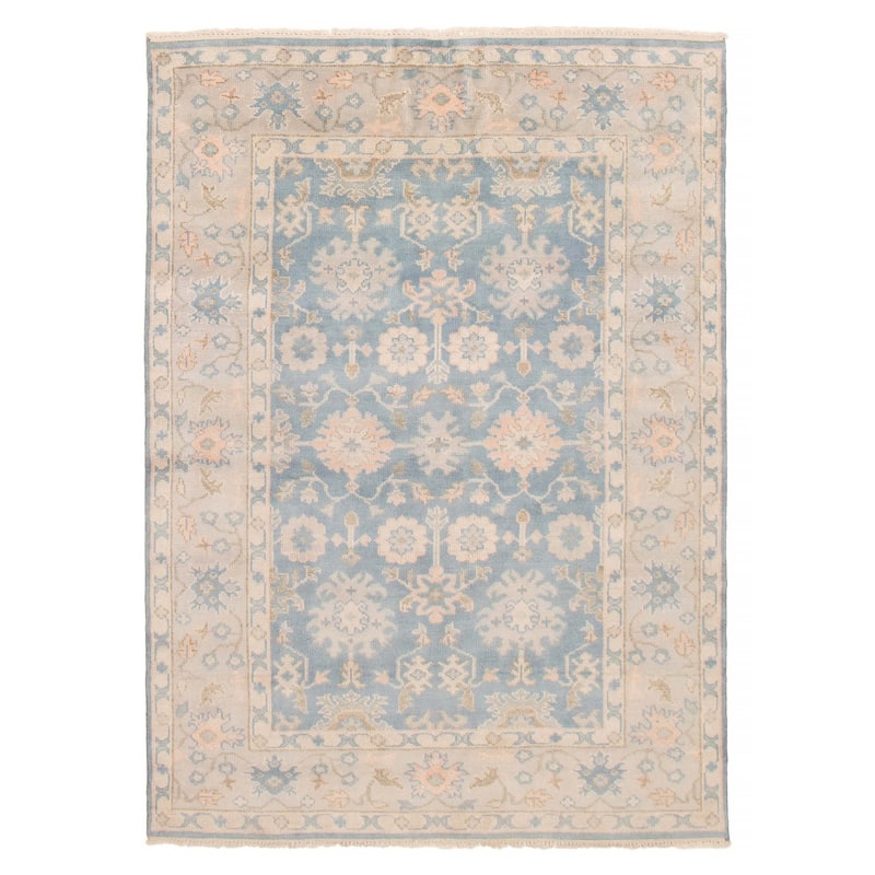 ECARPETGALLERY Hand-knotted Royal Oushak Blue Wool Rug - 6'2 x 8'8 - Blue - 6'2 x 8'8