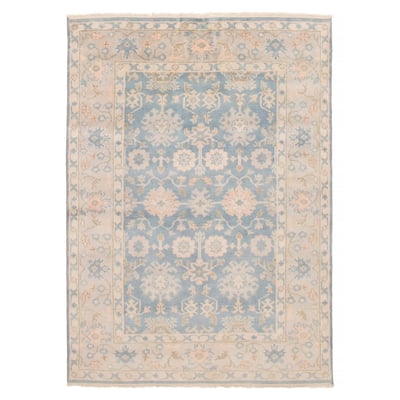 ECARPETGALLERY Hand-knotted Royal Oushak Blue Wool Rug - 6'2 x 8'8