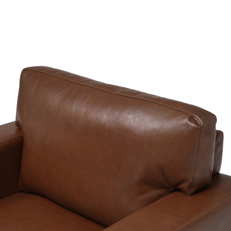 Christopher Knight Home - Harry Modern Upholstered Faux Leather Accent Armchair with Square Arms & High-Density Foam Seat